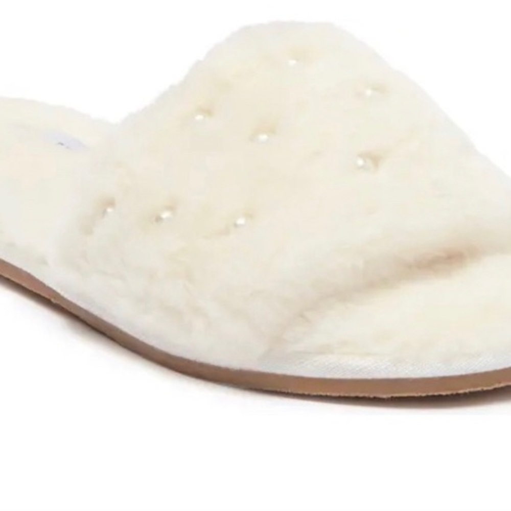 NWT Ivory Pearl Bride Wedding Day Slippers Houseshoes Slides Large 9/10